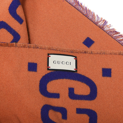Gucci Wool Silk Monogram Jumbo GG Freedom Scarf Parma Violet Orange 3 of 4