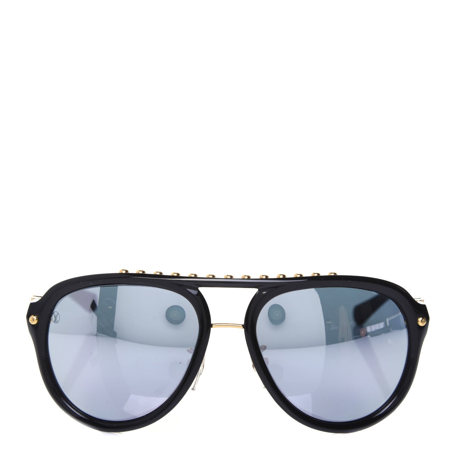 Louis Vuitton Acetate Aviator Serpico Studded Sunglasses Z2357E Black 2 of 8