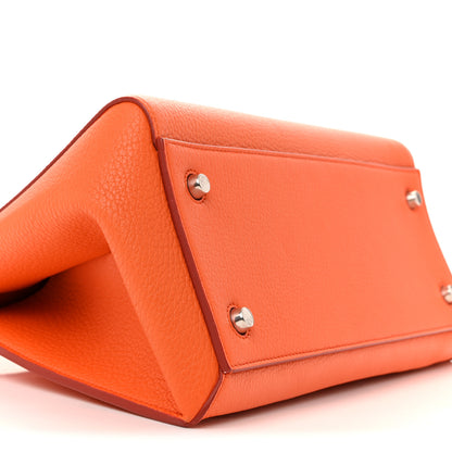 Celine Grained Calfskin Small Edge Shoulder Bag Orange 9 of 10