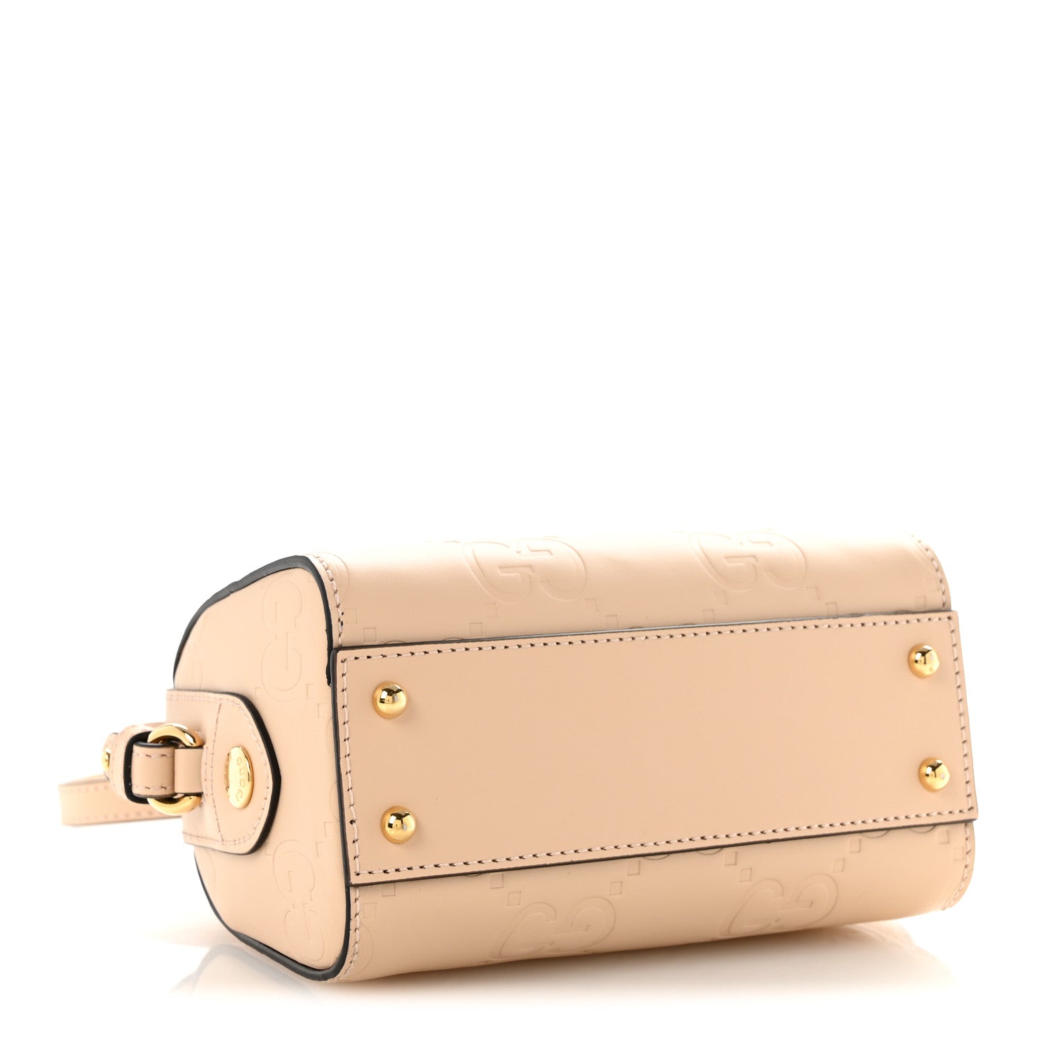 Gucci Gilbert Calfskin Jumbo GG Embossed Super Mini Top Handle Bowler Bag Beige 4 of 12