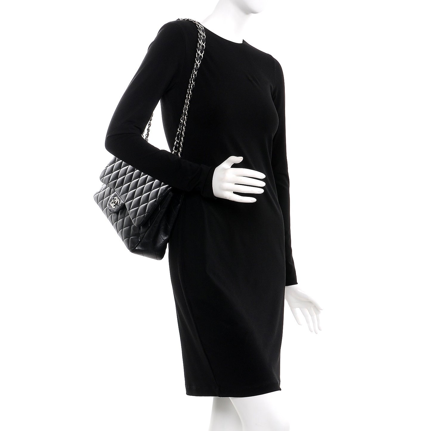 Lambskin Quilted Jumbo Single Flap Black