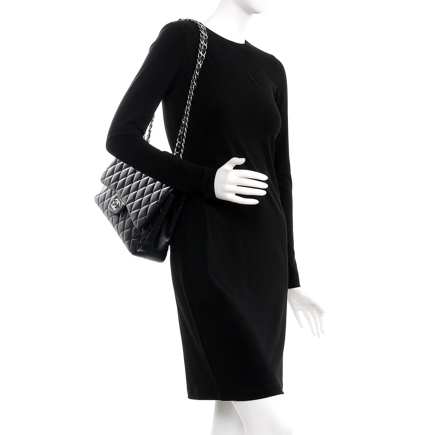 Chanel Lambskin Quilted Jumbo Single Flap Black 2 of 7