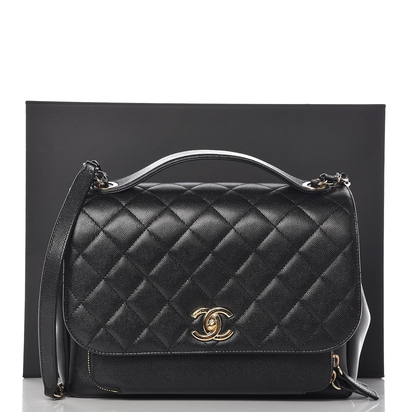 Caviar Quilted Large Business Affinity Flap Black