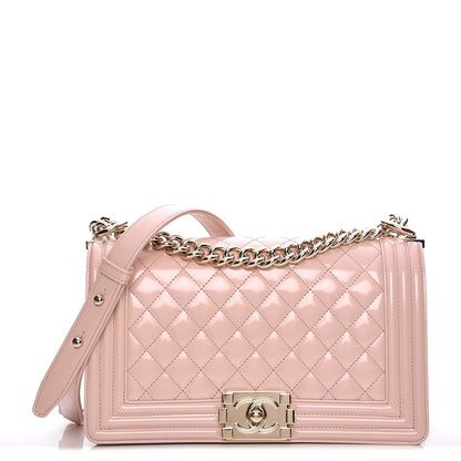 Chanel Patent Calfskin Quilted Medium Boy Flap Light Pink 3 of 15