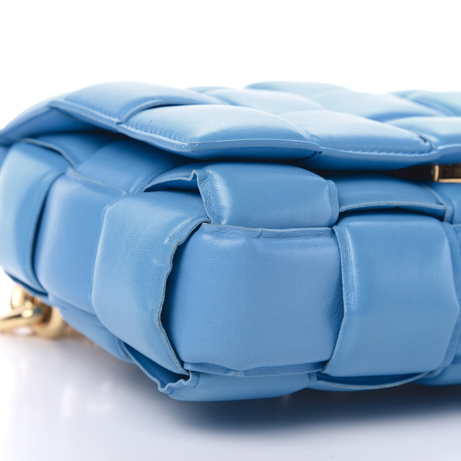 Bottega Veneta Lambskin Maxi Intreccio Padded Chain Cassette Crossbody Bag Swimming Pool 9 of 15
