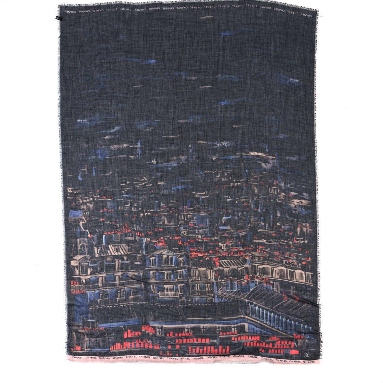 Chanel Cashmere Silk Stole Multicolor Black 1 of 3