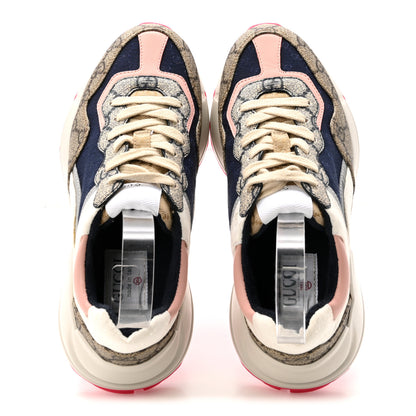 Gucci GG Supreme Monogram Mix Monogram Womens Rhyton Sneakers 35.5 London Blue Beige Pale Pink 2 of 9