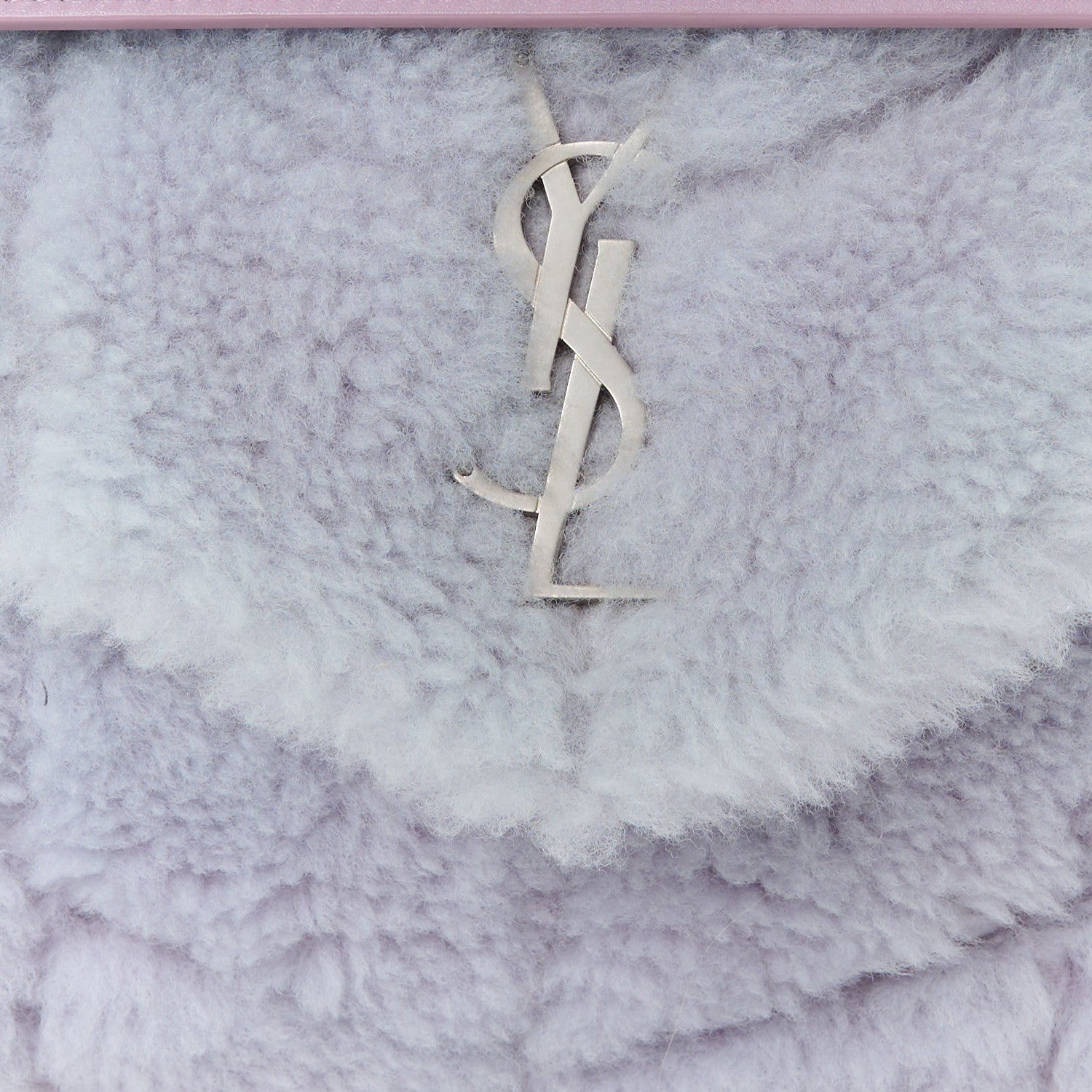 Saint Laurent Merino Shearling Lambskin Quilted Small Loulou Puffer Monogram Chain Satchel Lila 9 of 11