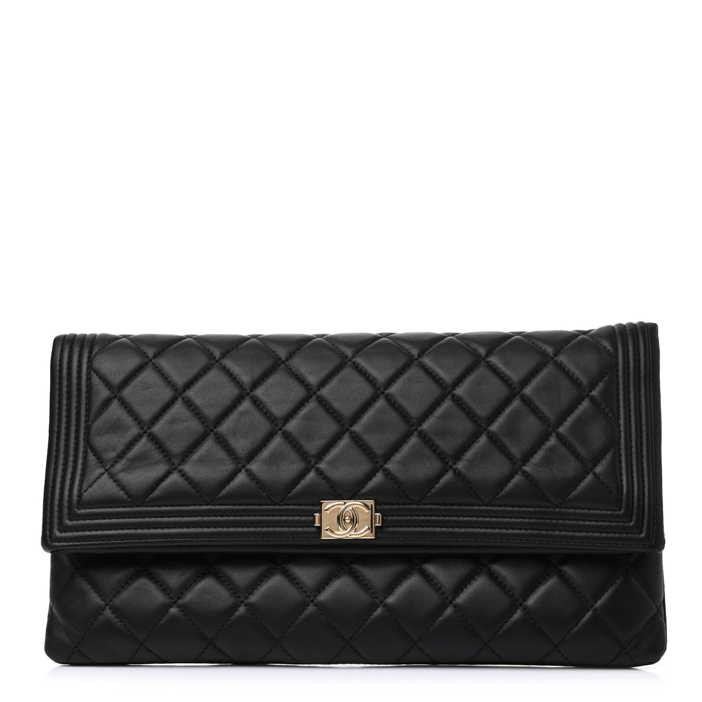 Lambskin Quilted Beauty CC Boy Clutch Black
