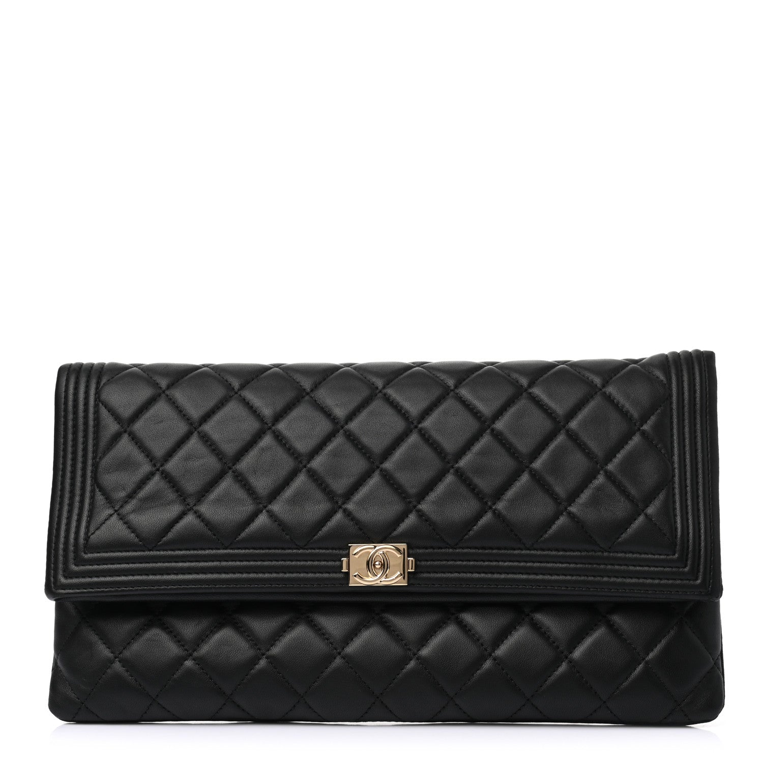 Chanel Lambskin Quilted Beauty CC Boy Clutch Black 1 of 9