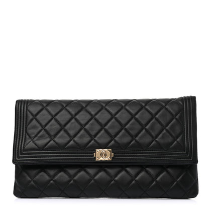 Chanel Lambskin Quilted Beauty CC Boy Clutch Black 1 of 9