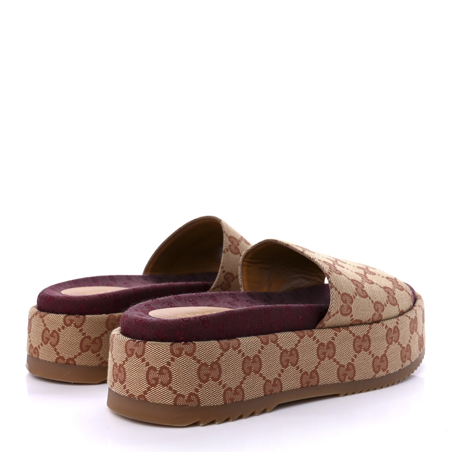Canvas GG Monogram Angelina Platform Slide Sandals 39.5 Beige Ruggine