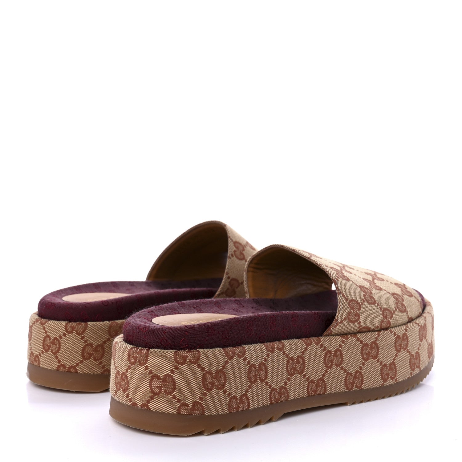 Gucci Canvas GG Monogram Angelina Platform Slide Sandals 39.5 Beige Ruggine 4 of 8