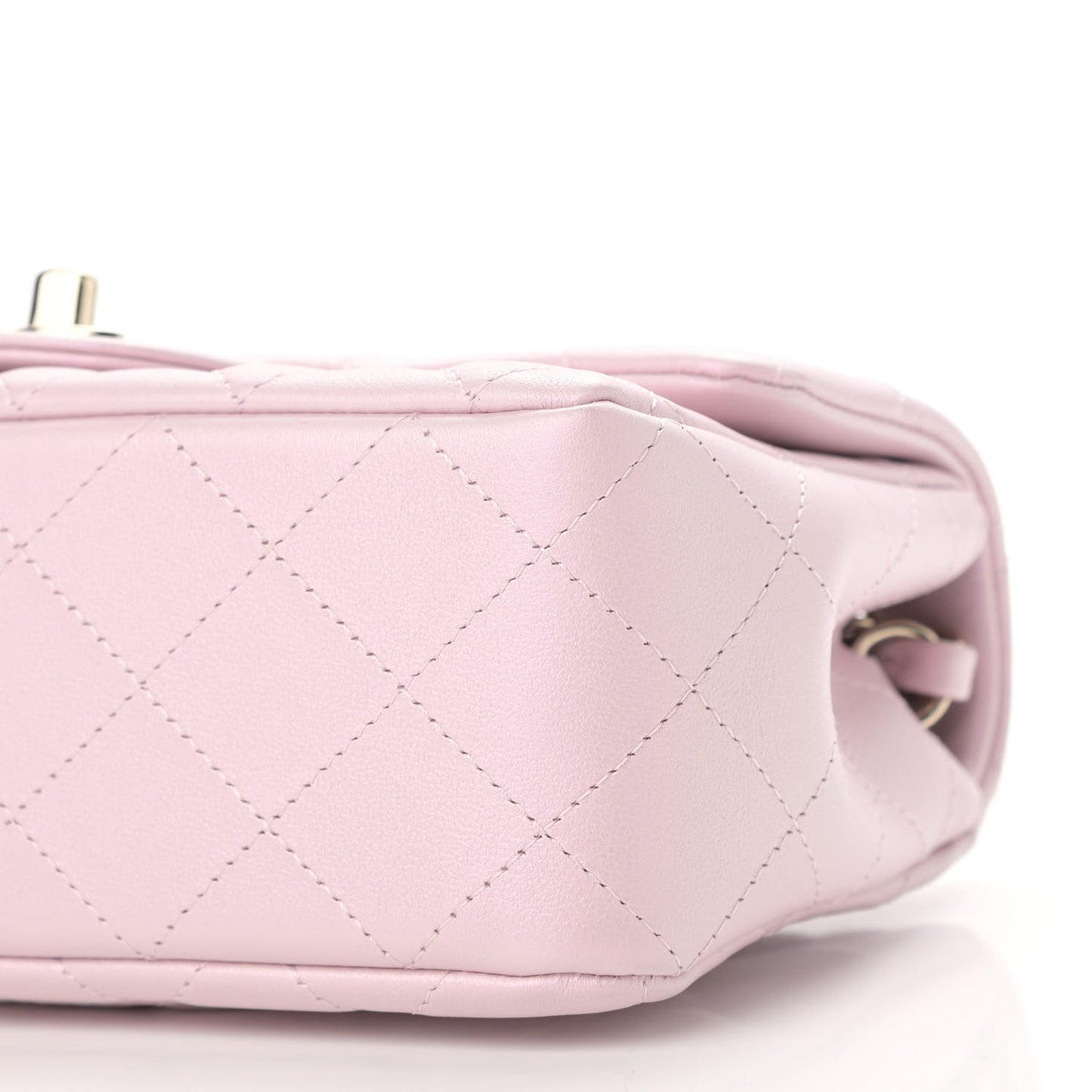 Iridescent Calfskin Quilted Mini Rectangular Flap Light Pink