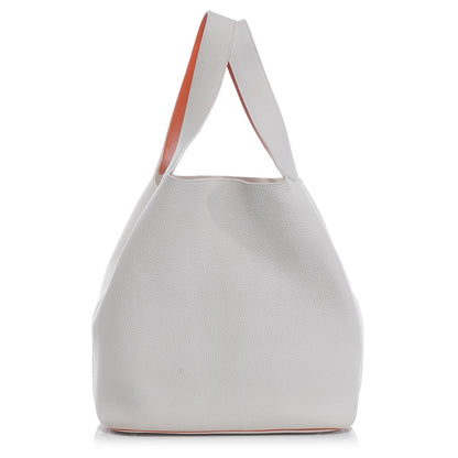 Hermes Taurillon Clemence Picotin TGM White Orange 1 of 8