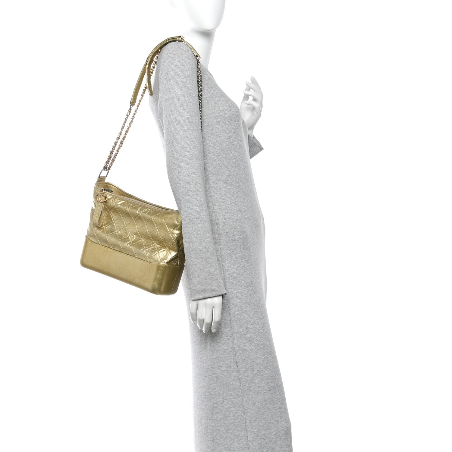 Chanel Metallic Aged Calfskin Quilted Medium Gabrielle Gold 2 of 12