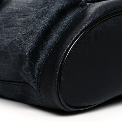 Gucci Soft GG Supreme Monogram Appia Calfskin Web Double Buckle Backpack Black 10 of 11
