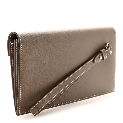 Hermes Madame Calfskin Kelly Pocket Long Wallet Etoupe 3 of 7