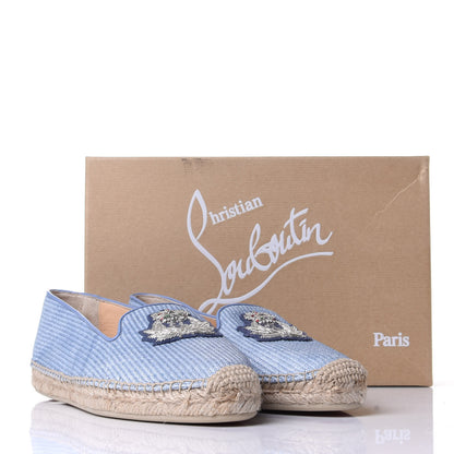 Christian Louboutin Woven Canvas Appliquéd Nanou Orlato Donna Flat Espadrilles 39 Jeans 11 of 11