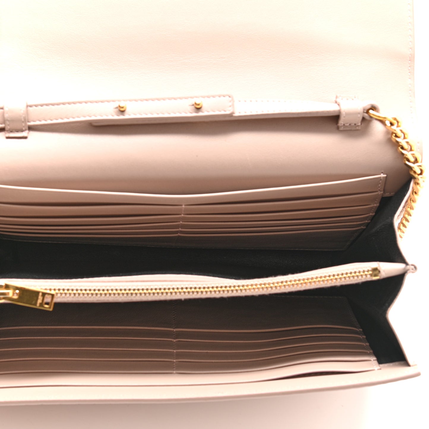 Calfskin Crocodile Embossed Monogram Chain Wallet Rose Antic