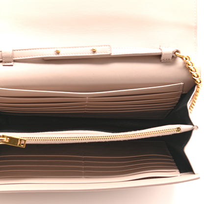 Saint Laurent Calfskin Crocodile Embossed Monogram Chain Wallet Rose Antic 5 of 10