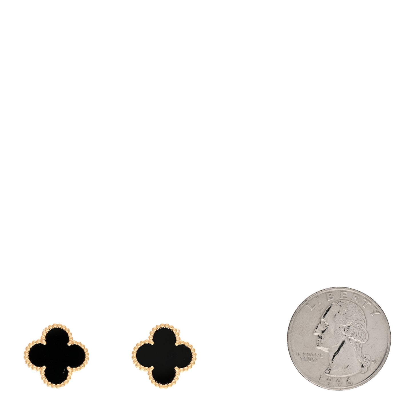 18K Yellow Gold Black Onyx Vintage Alhambra Earrings