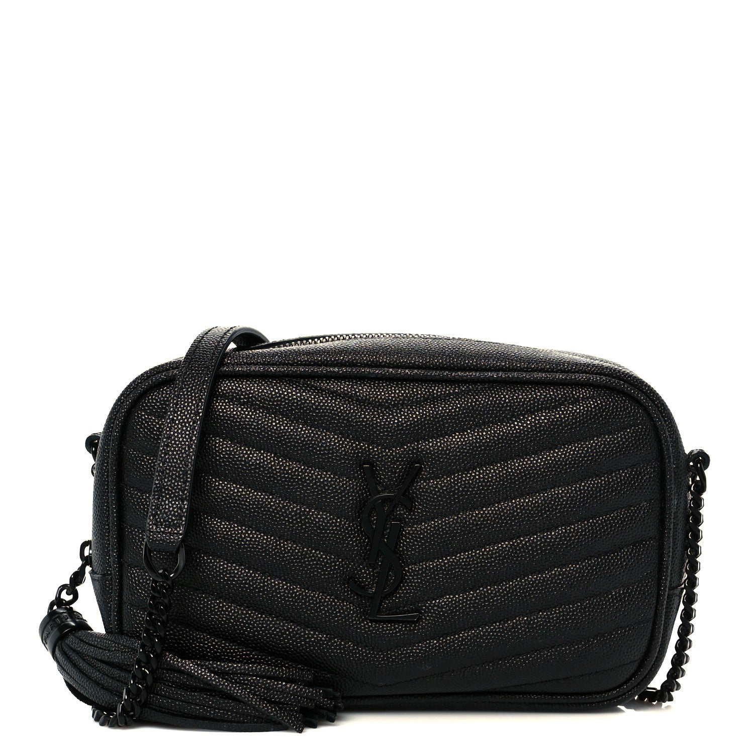 Saint Laurent Grain De Poudre Matelasse Monochrome Monogram Mini Lou Camera Bag Black 1 of 11