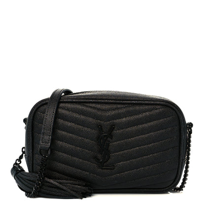 Saint Laurent Grain De Poudre Matelasse Monochrome Monogram Mini Lou Camera Bag Black 1 of 11