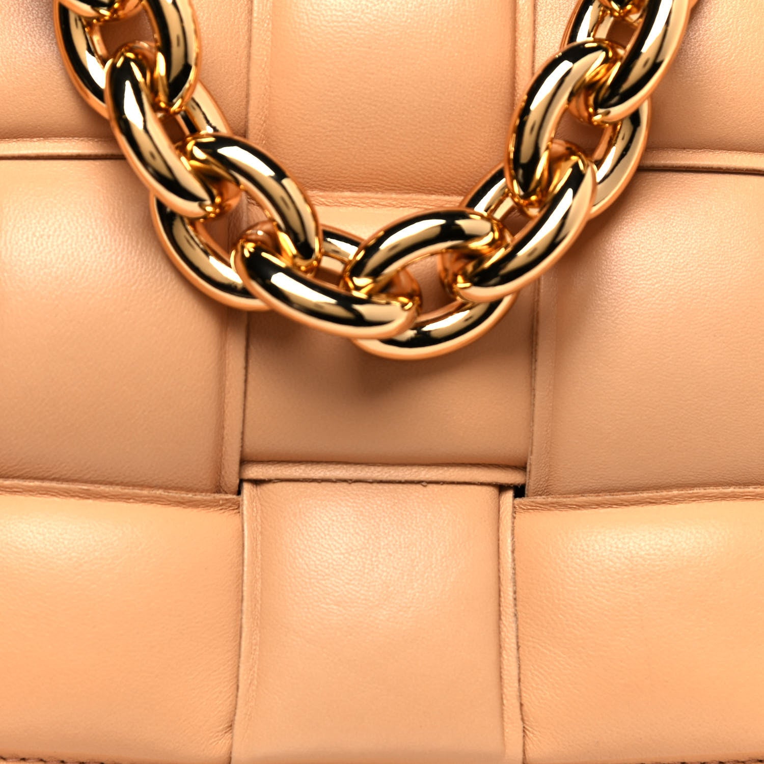 Bottega Veneta Lambskin Maxi Intreccio Padded Chain Cassette Crossbody Bag Almond 16 of 20