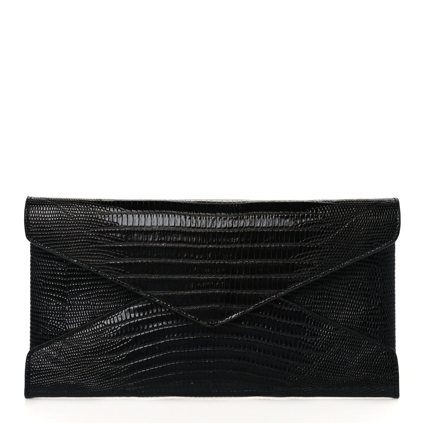 Calfskin Lizard Embossed Paloma Monogram Clutch Black