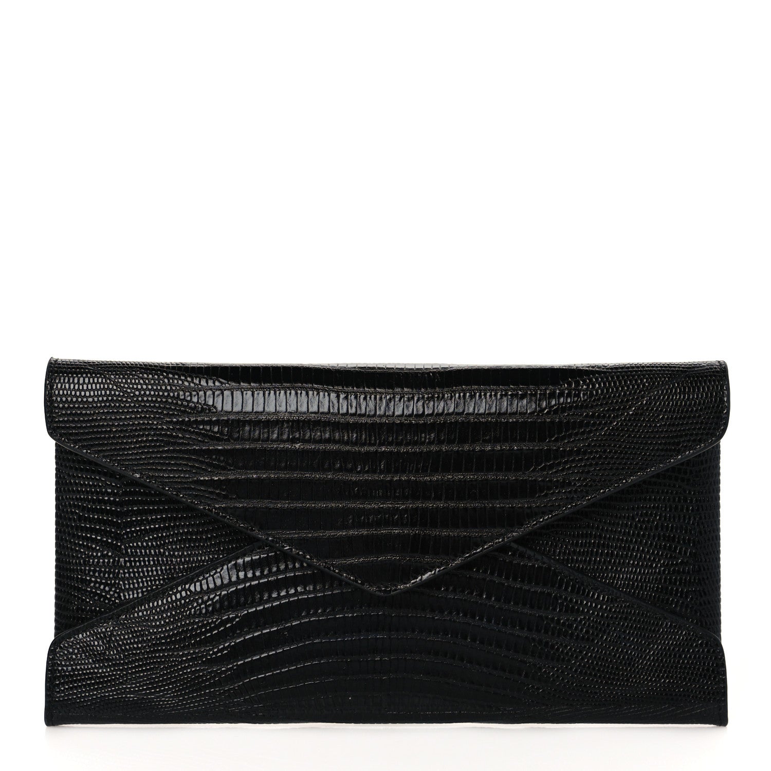 Saint Laurent Calfskin Lizard Embossed Paloma Monogram Clutch Black 1 of 7