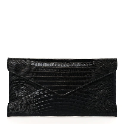 Saint Laurent Calfskin Lizard Embossed Paloma Monogram Clutch Black 1 of 7