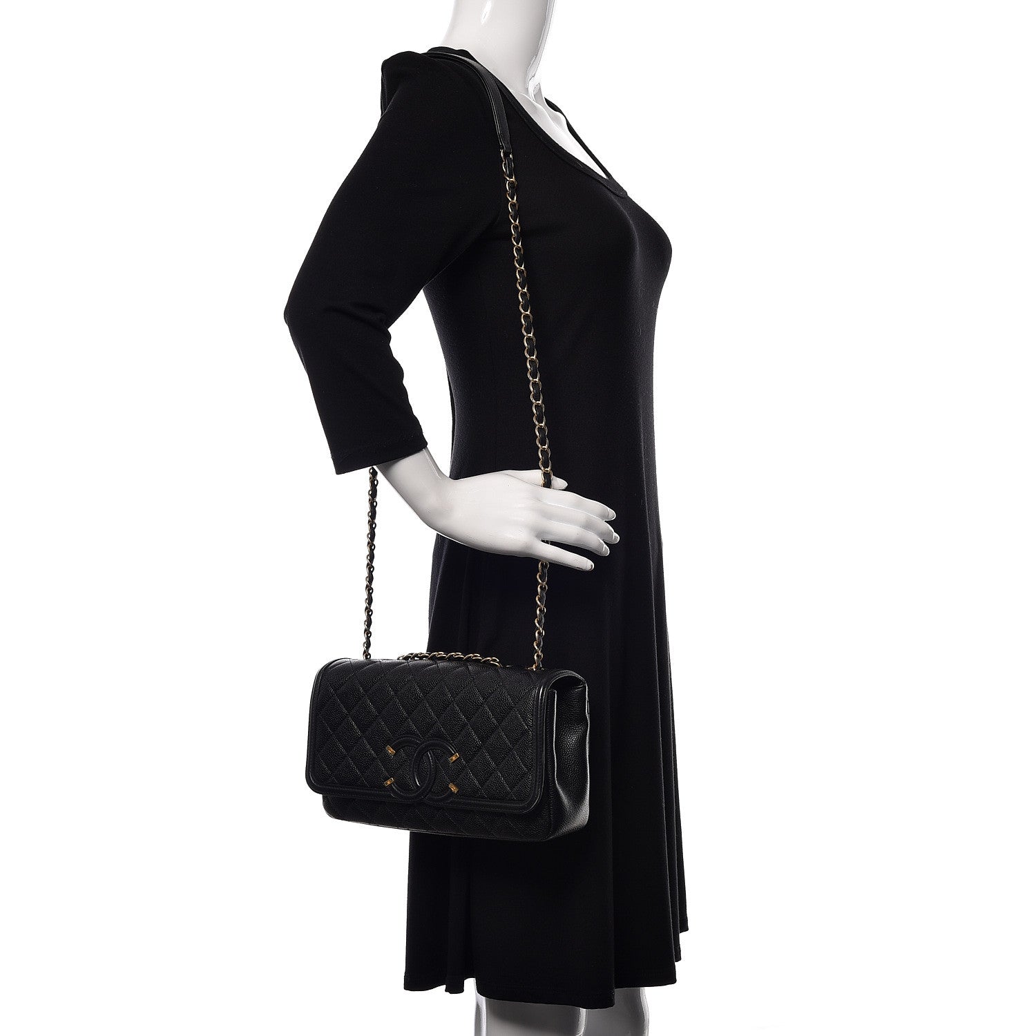 Chanel Caviar Quilted Medium CC Filigree Flap Black 2 of 13