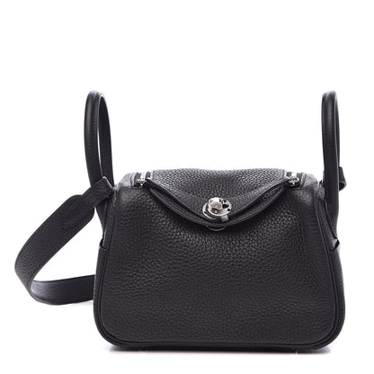 Hermes Taurillon Clemence Mini Lindy 20 Black 1 of 9