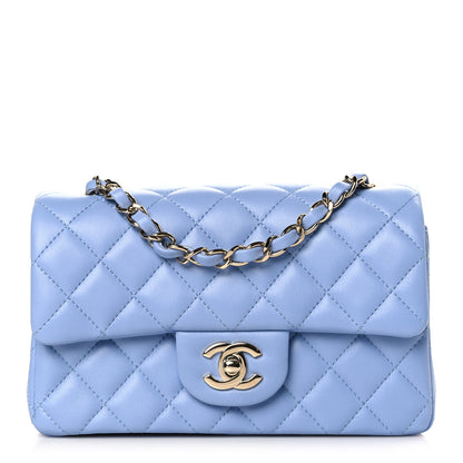 Chanel Lambskin Quilted Mini Rectangular Flap Light Blue 1 of 10