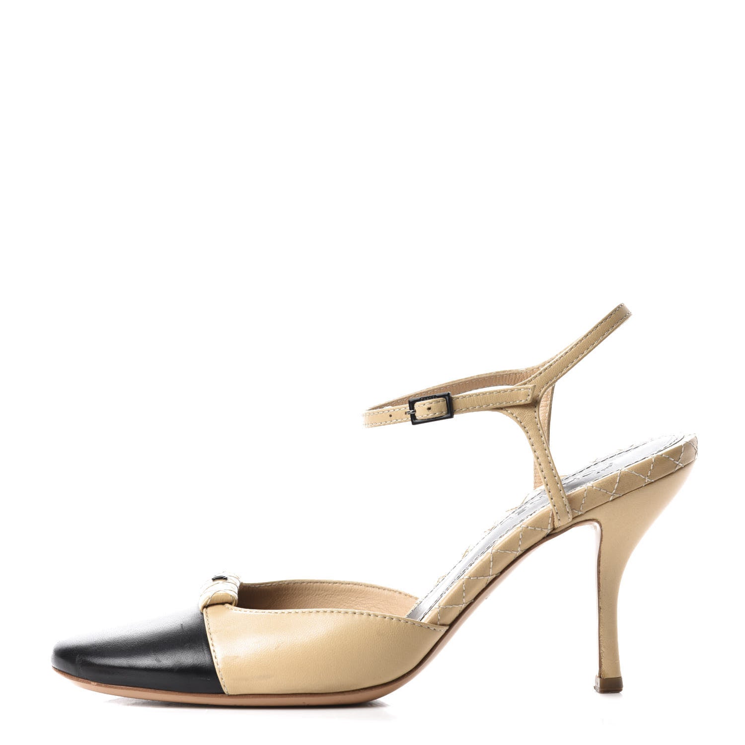 Chanel Lambskin Cap Toe CC Pumps 38.5 Black Beige 1 of 10