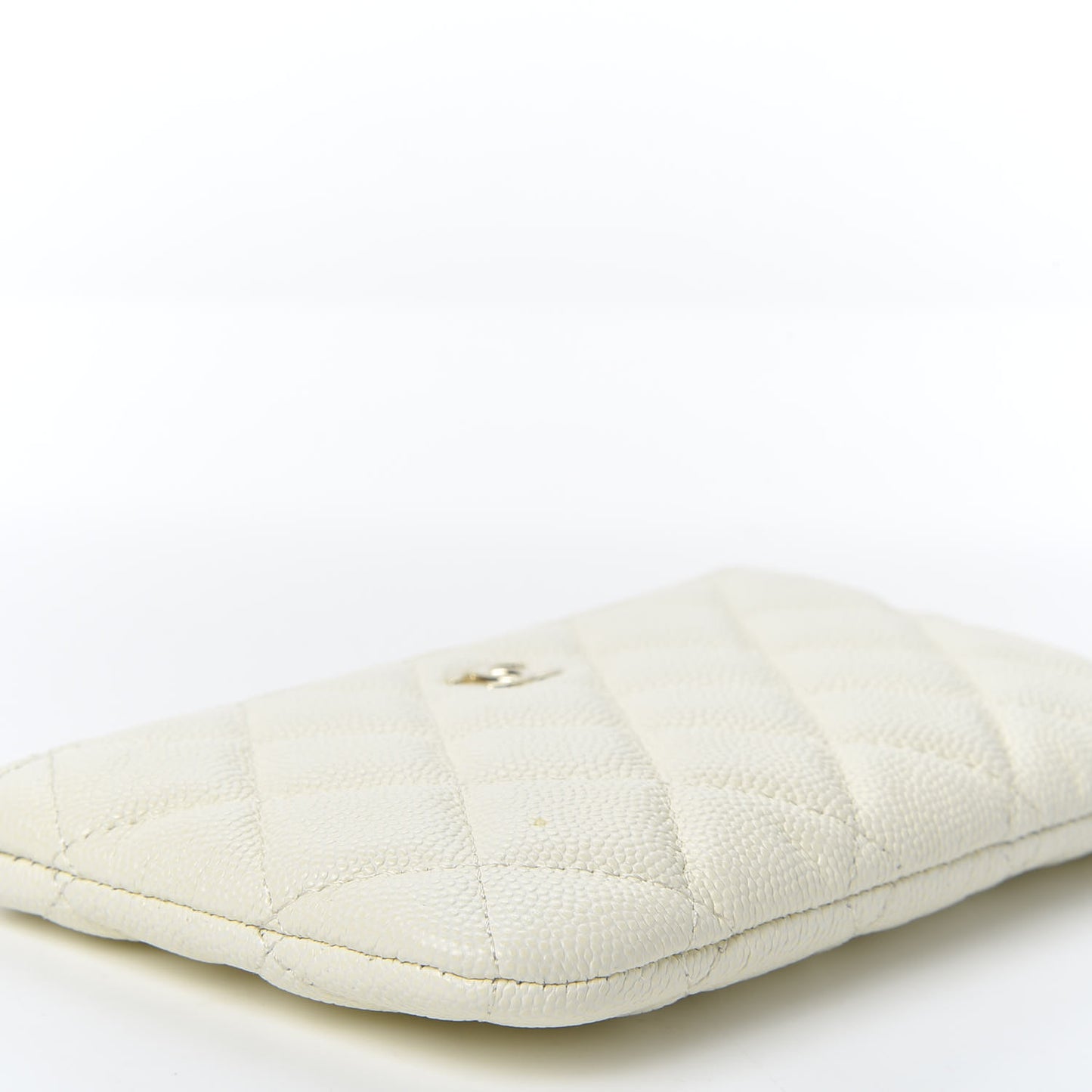 Caviar Quilted Small Cosmetic Case White