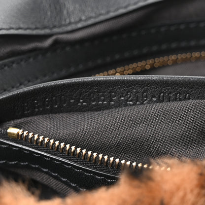 Fendi Shearling Vitello Dolce Macro FF 1974 Baguette Tobacco Black 7 of 10