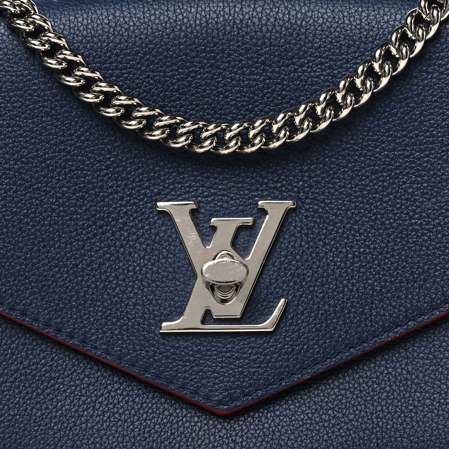 Louis Vuitton Soft Calfskin Mylockme Chain Bag BB Marine Rouge 7 of 11