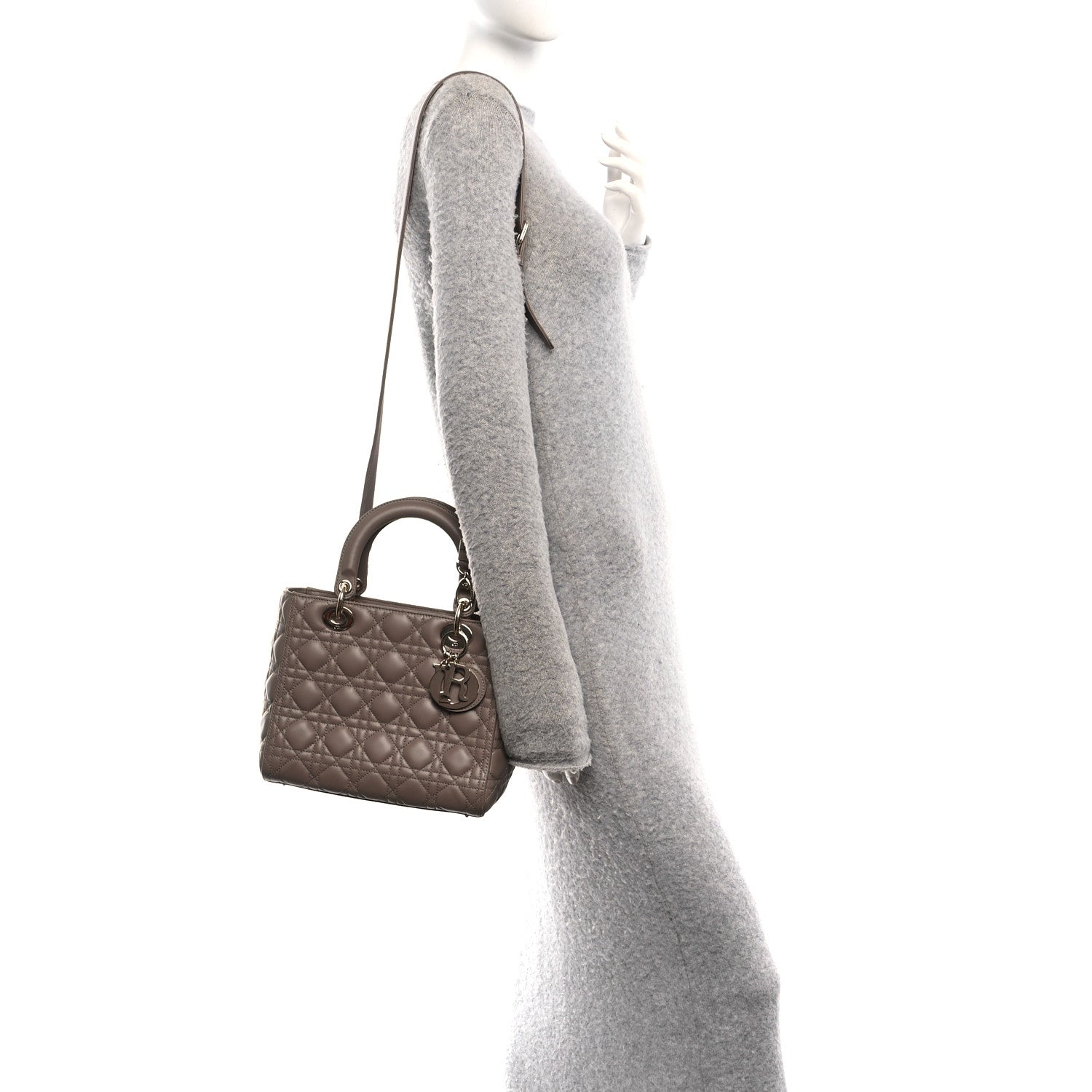 Christian Dior Lambskin Cannage Medium Lady Dior Warm Taupe 2 of 10