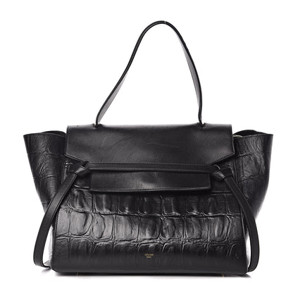Celine Calfskin Crocodile Embossed Small Belt Bag Black 1 of 15