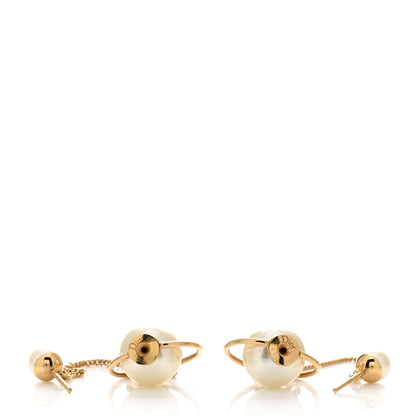 Christian Dior Pearl Tribales Dangle Chain Earrings Gold 3 of 4