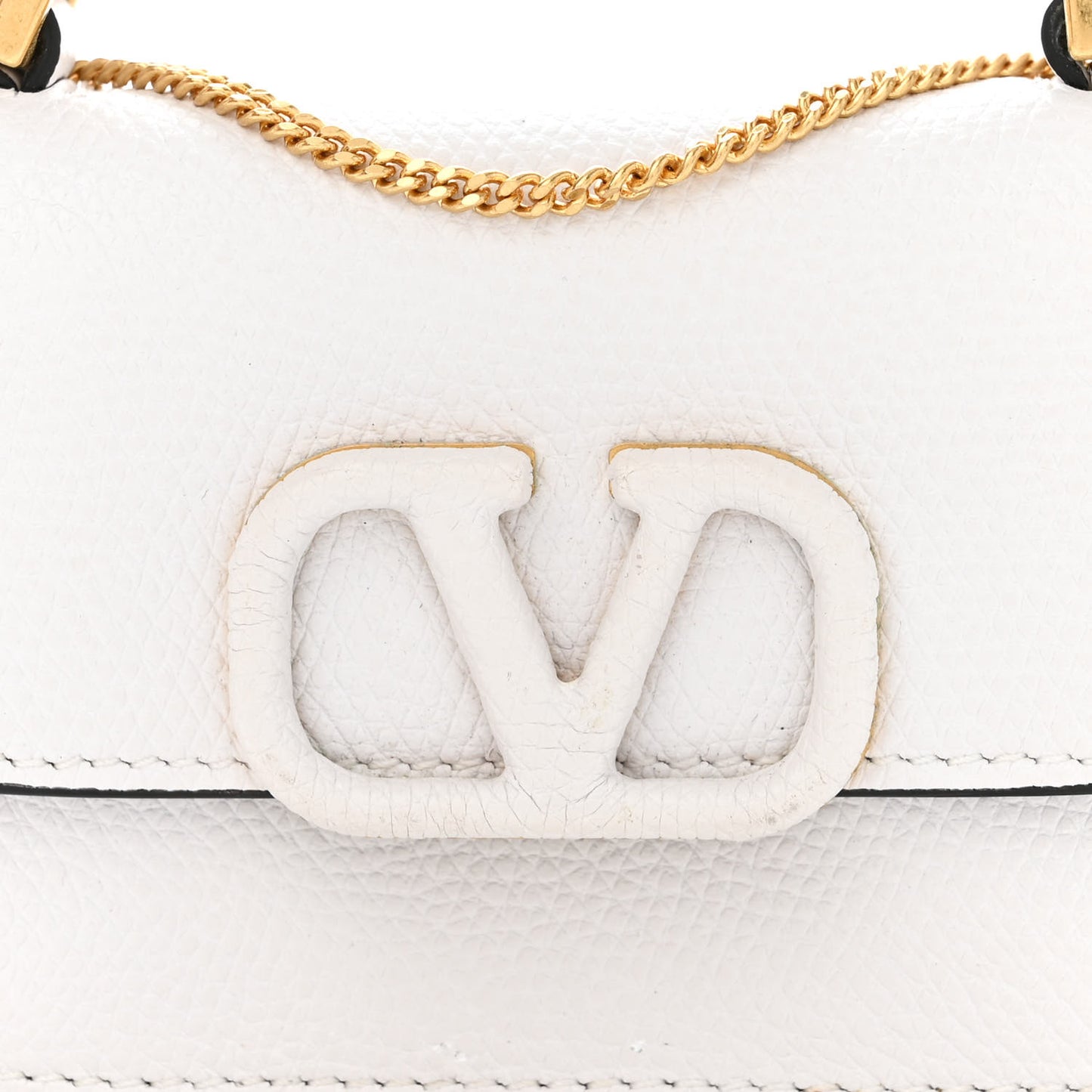 Grainy Calfskin Mini VSling Shoulder Bag White