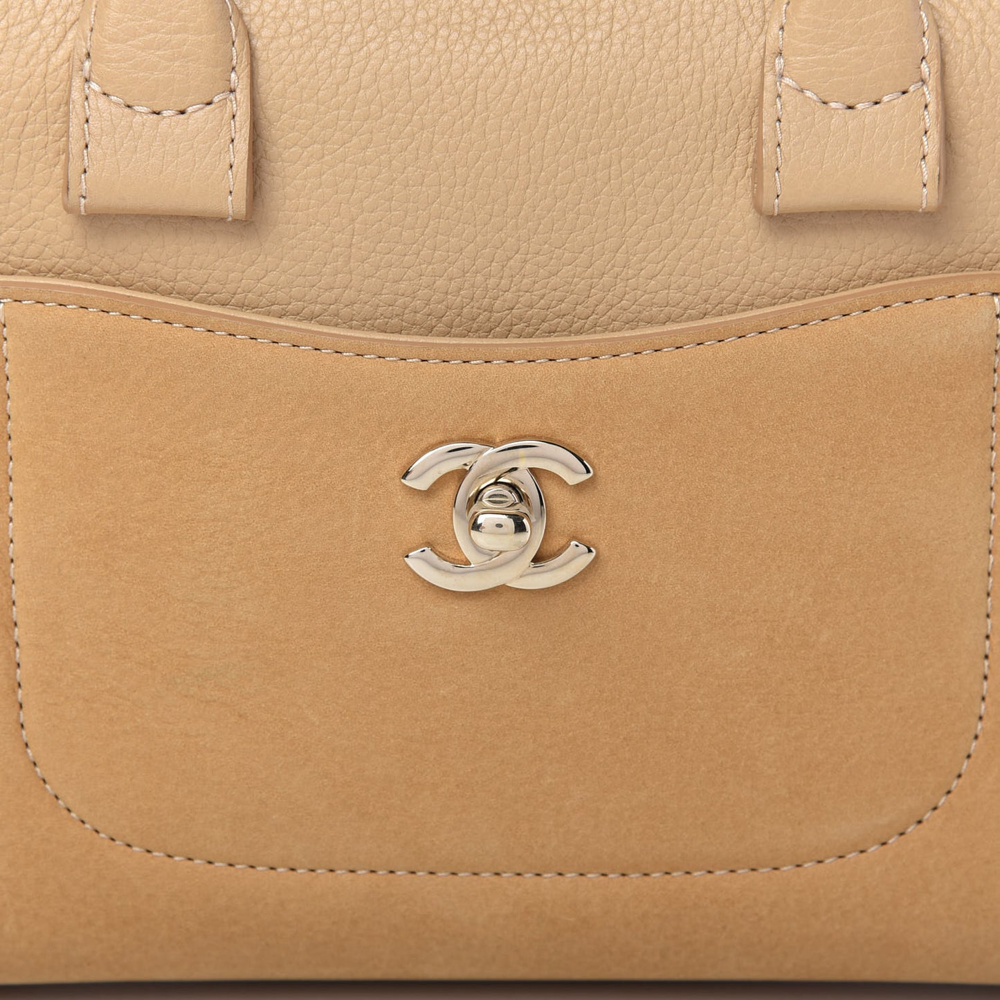 Nubuck Grained Calfskin Mini Neo Executive Shopper Tote Beige