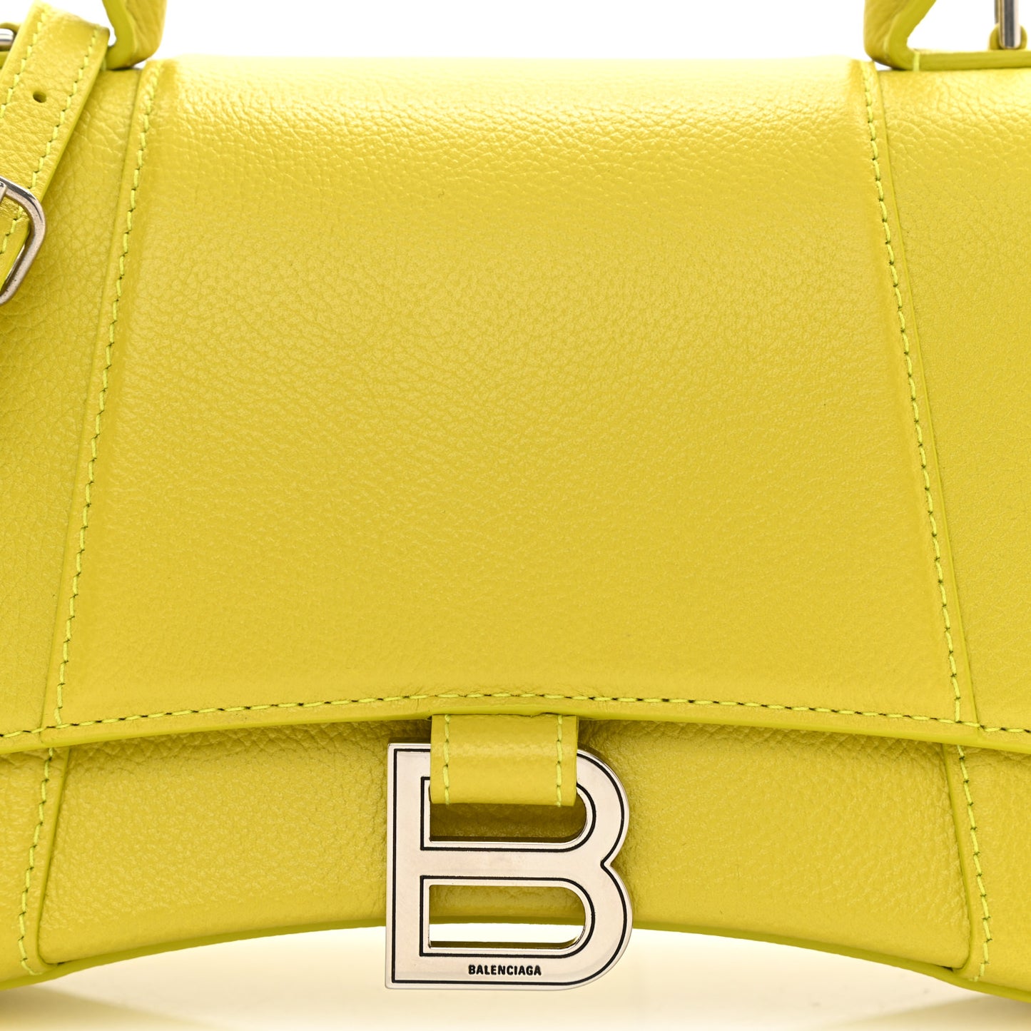 Grained Calfskin Small Hourglass Top Handle Bag Lime