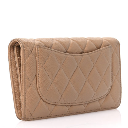 Chanel Caviar Quilted Yen Wallet Dark Beige 3 of 9