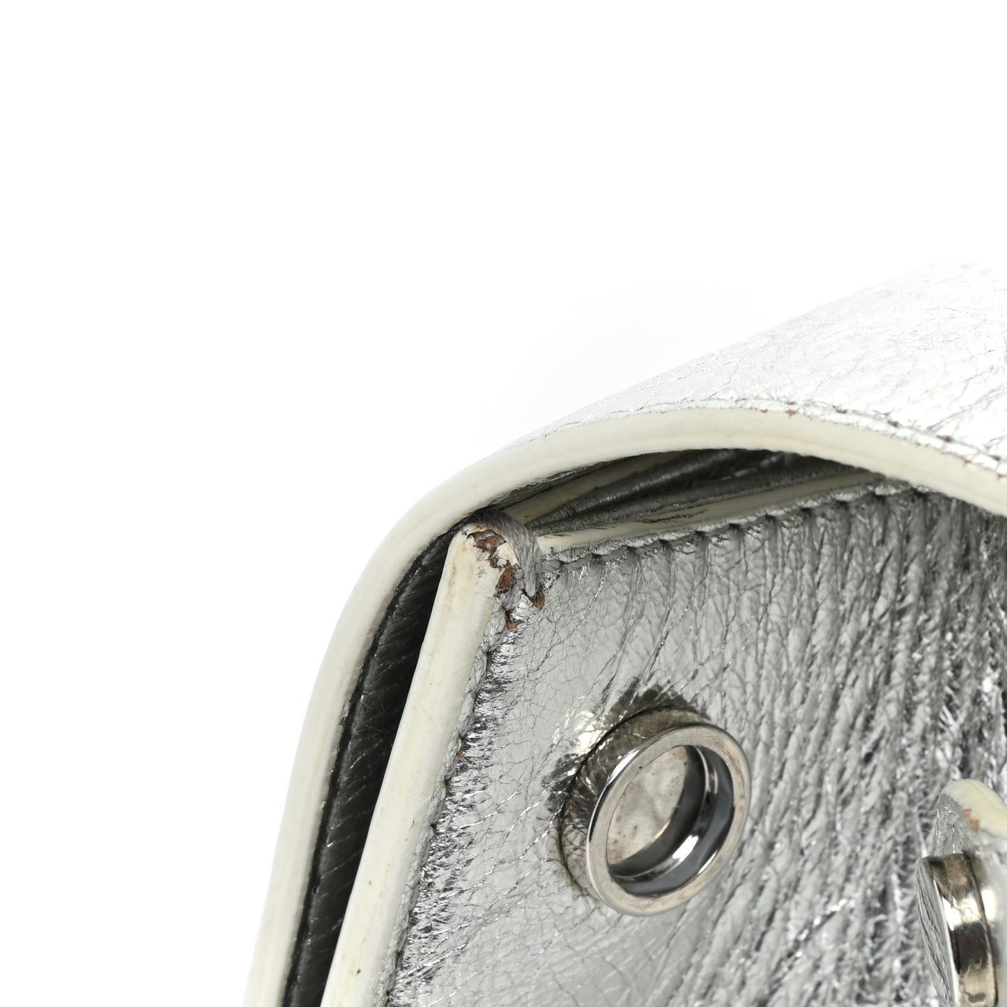 Metallic Calfskin Medium Diorever Flap Silver