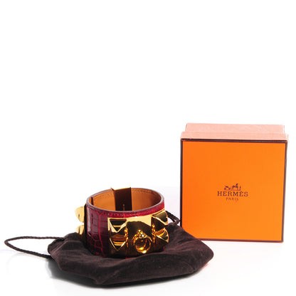 Hermes Shiny Alligator Collier De Chien CDC Bracelet Braise 4 of 7