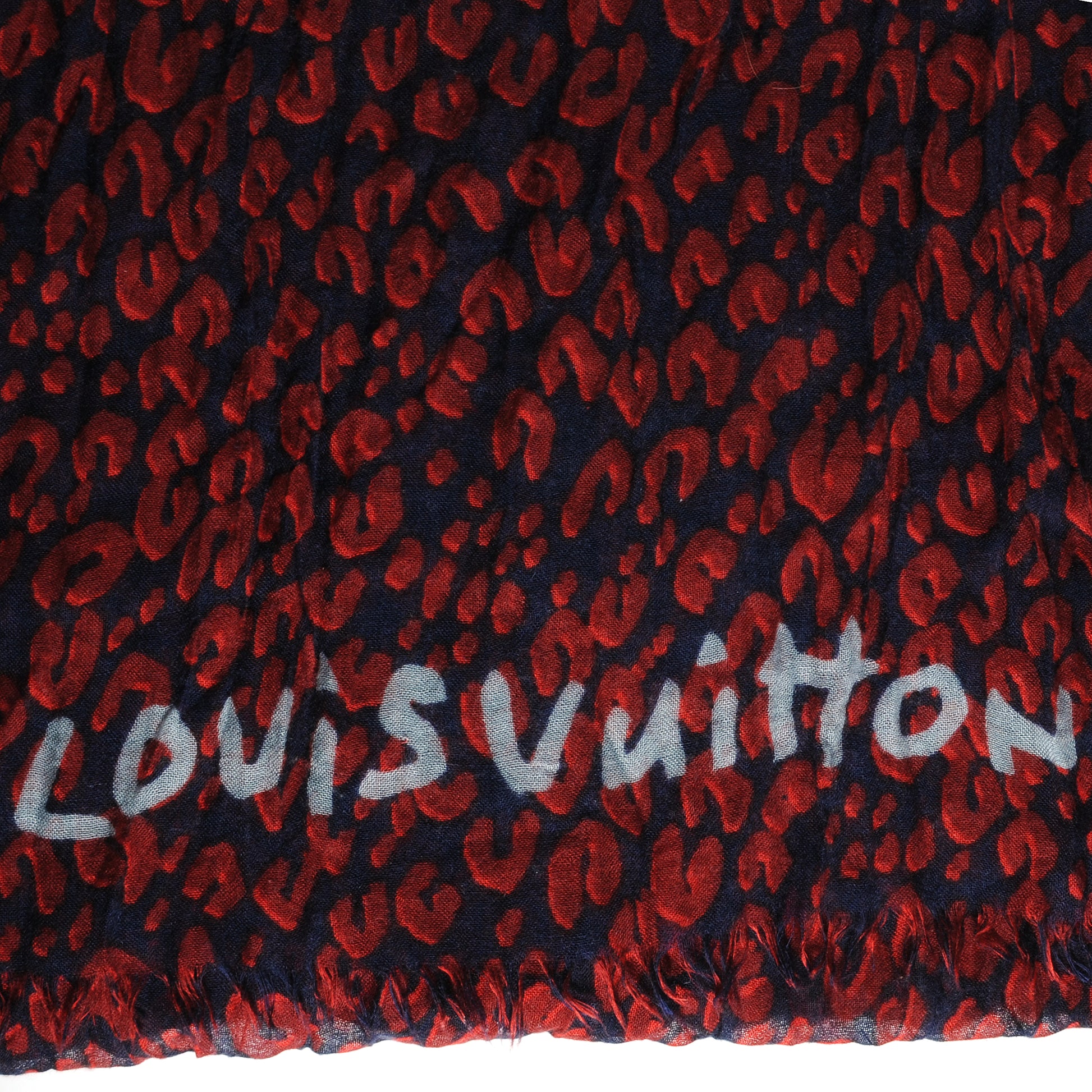 Louis Vuitton Cashmere Silk Leopard Stole Navy 4 of 5
