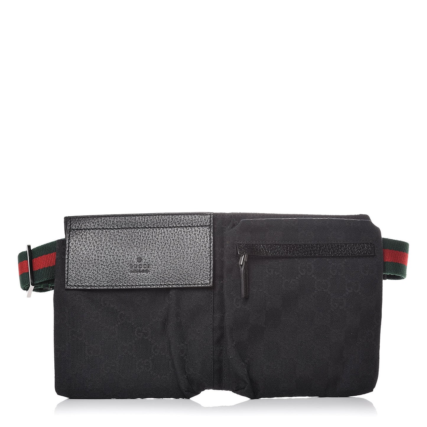 GG Monogram Web Double Pocket Belt Bag Black